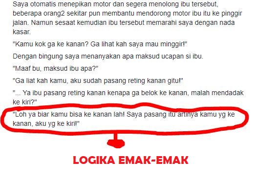 Alasan kenapa emak emak sein kanan tapi belok kiri Facebook Terungkap Alasan Emak-emak Sein ke Kanan Tapi Belok Kiri