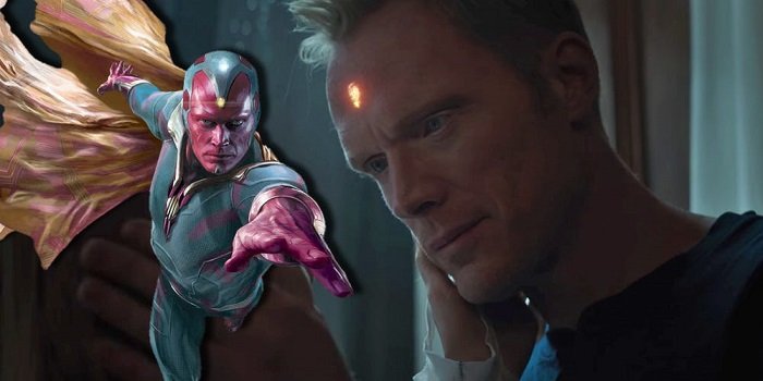 Vision and Paul Bettany in Avengers Infinity War