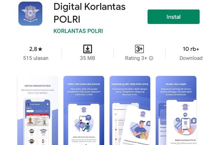 Illustrasi cara perpanjang SIM online via aplikasi Digital Korlantas Polri